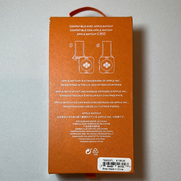 Tory Burch Gold Logo Black Leather Apple Watch Band - Picture 2 of 3